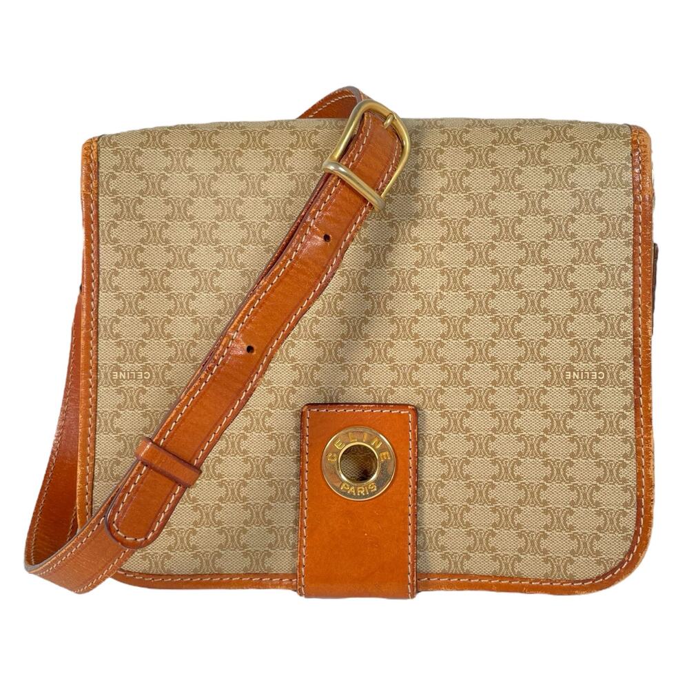 CELINE Macadam Beige Tan Crossbody Bag Purse
